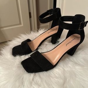 Pierre Dumas Black Suede Heel Sandals